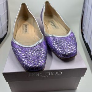 Jimmy Choo Glitter Fabric Lavender flats